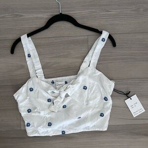 Japna White Crop Top with Blue seashell details size M